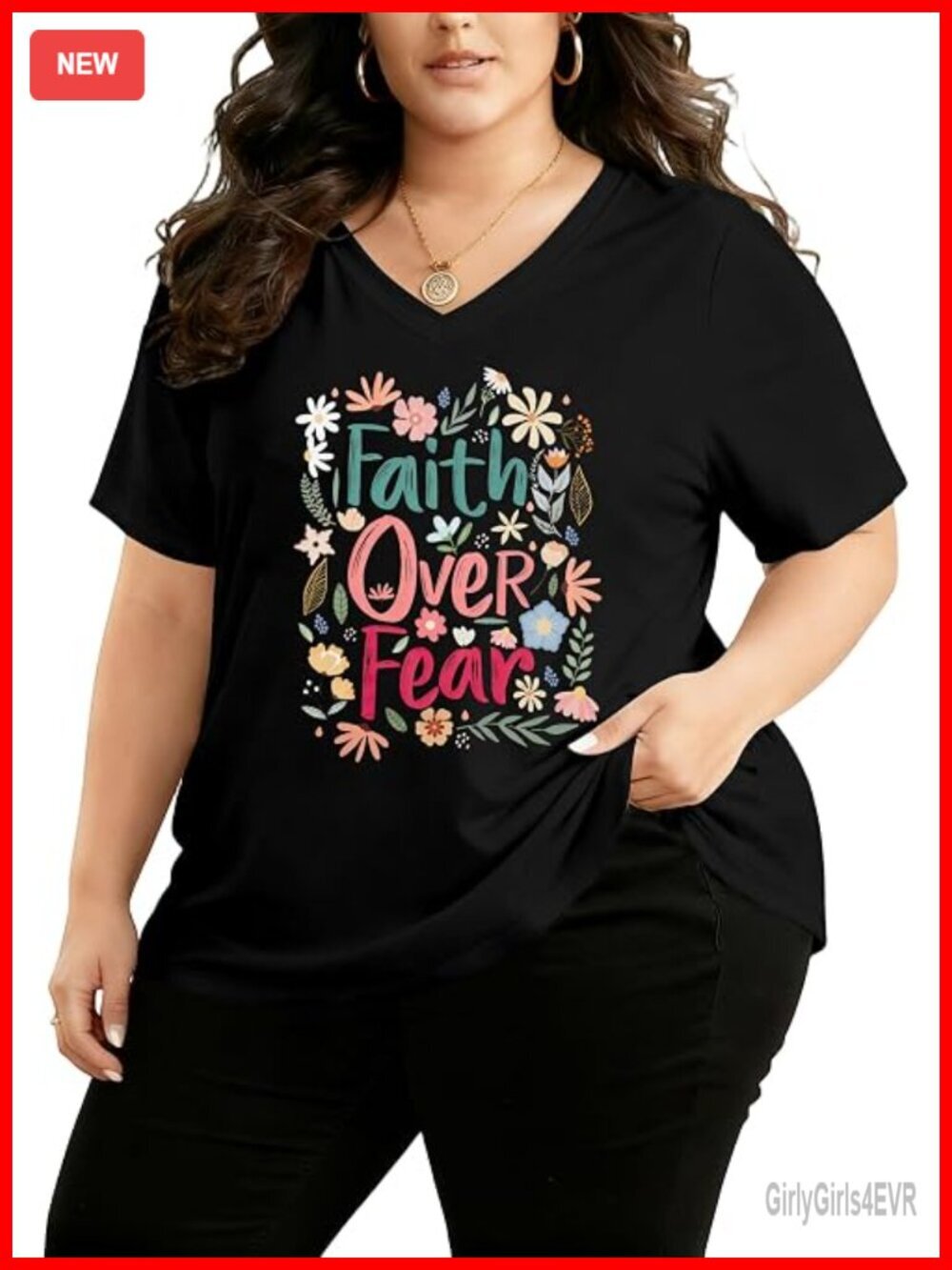 Plus Size Christian Faith Graphic Tee - Short Sleeve Crew Neck
